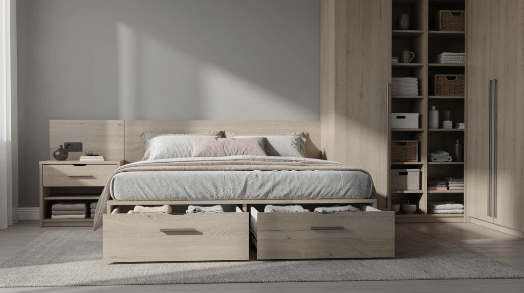 Maximiser l’espace avec les meubles de rangement pour une chambre à coucher organisée